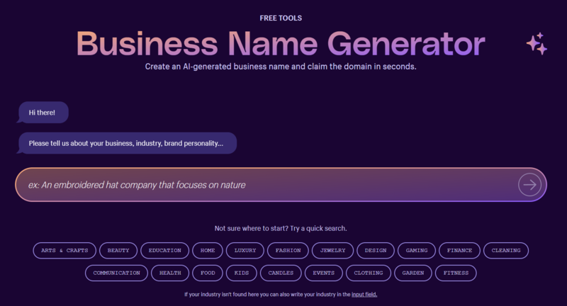 Shopify's business name generator
