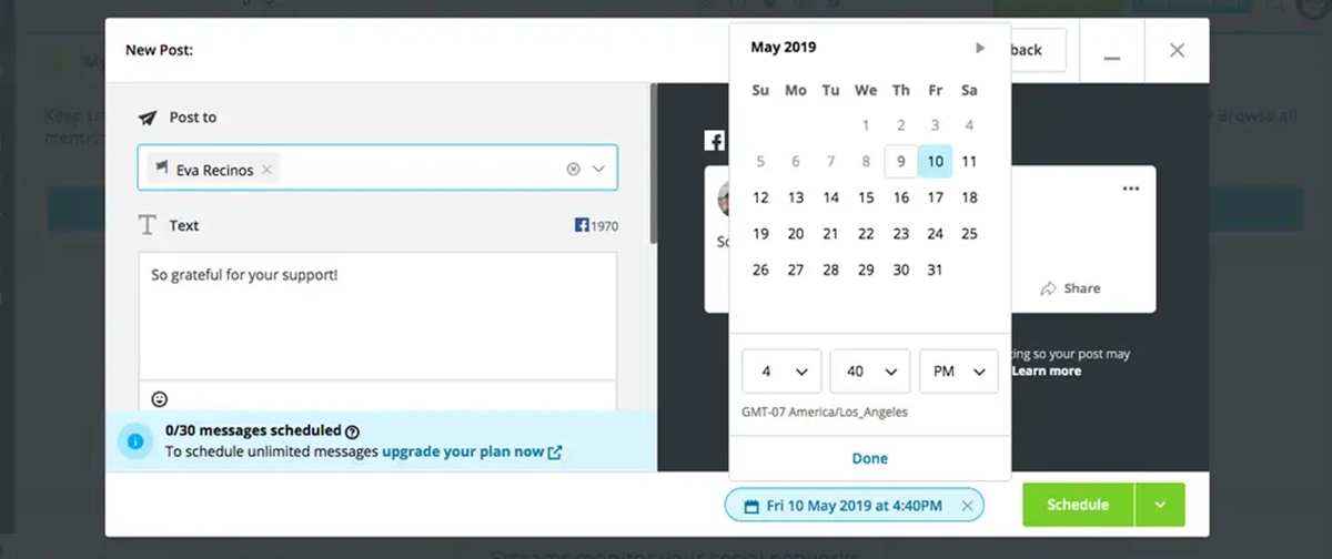 Select specific dates and times for posts to be published online
