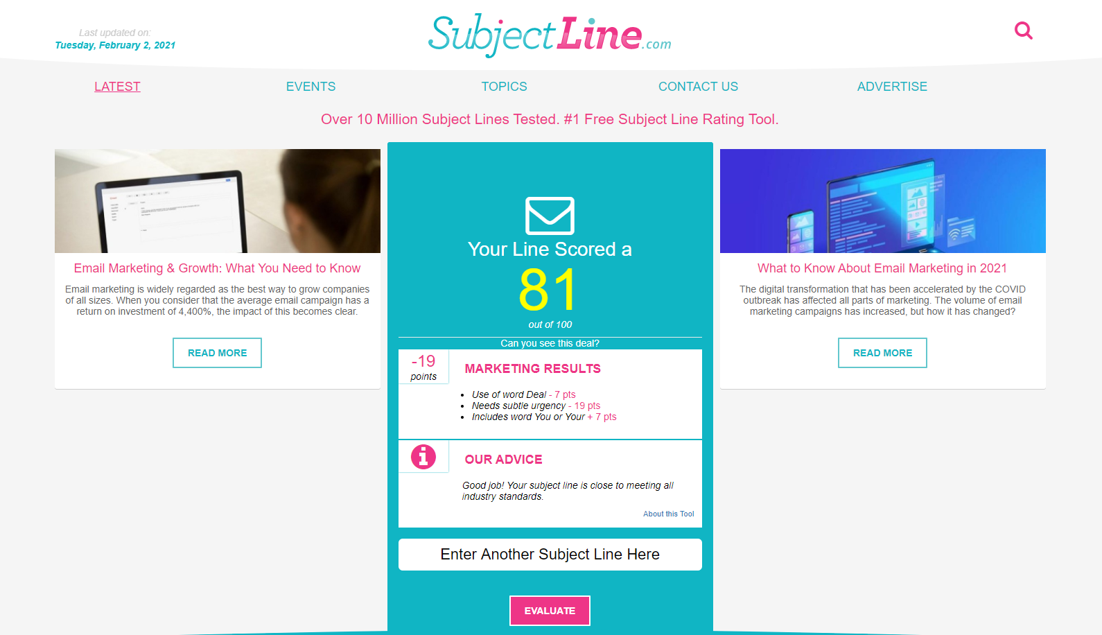 Subject Line Analyzer