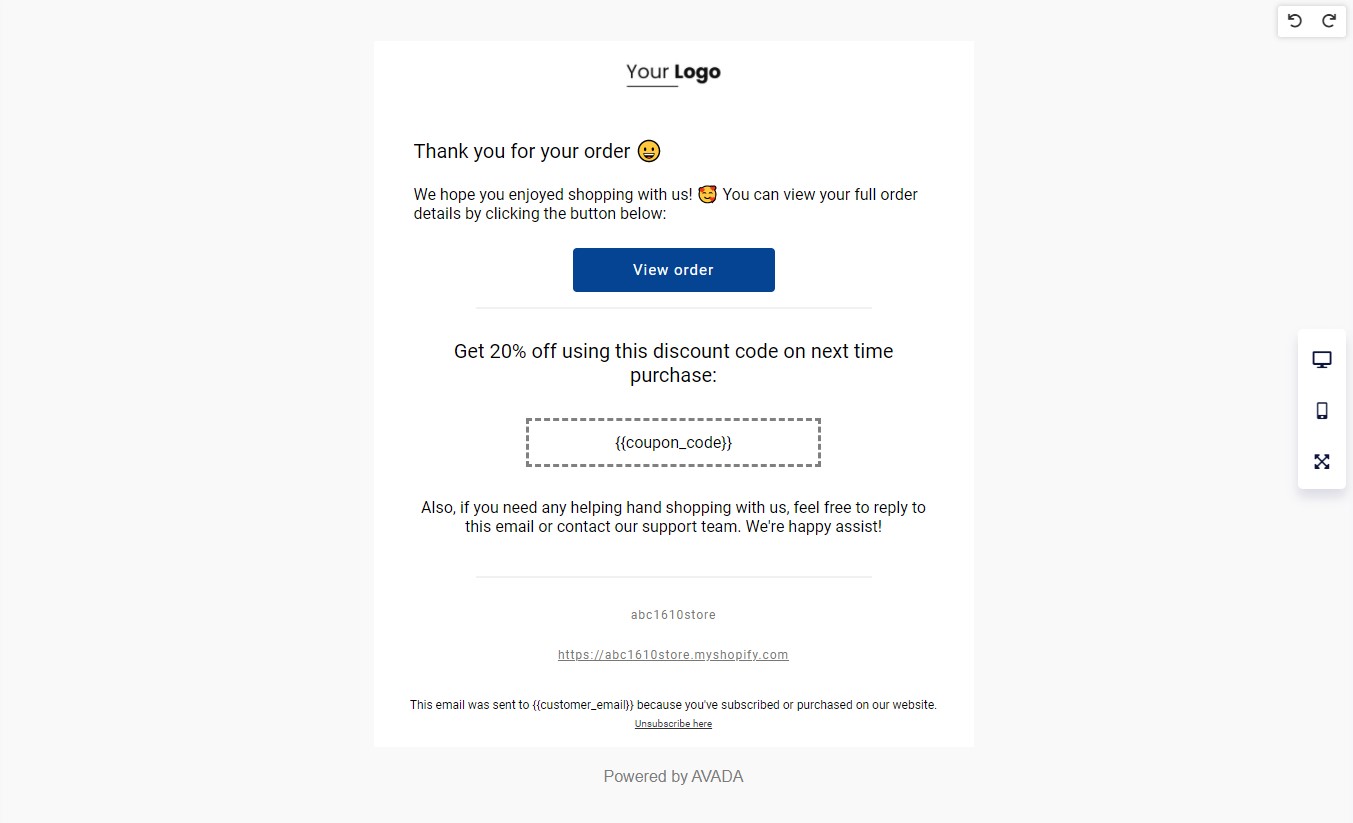 Send an order confirmation email right after customers made a purchase