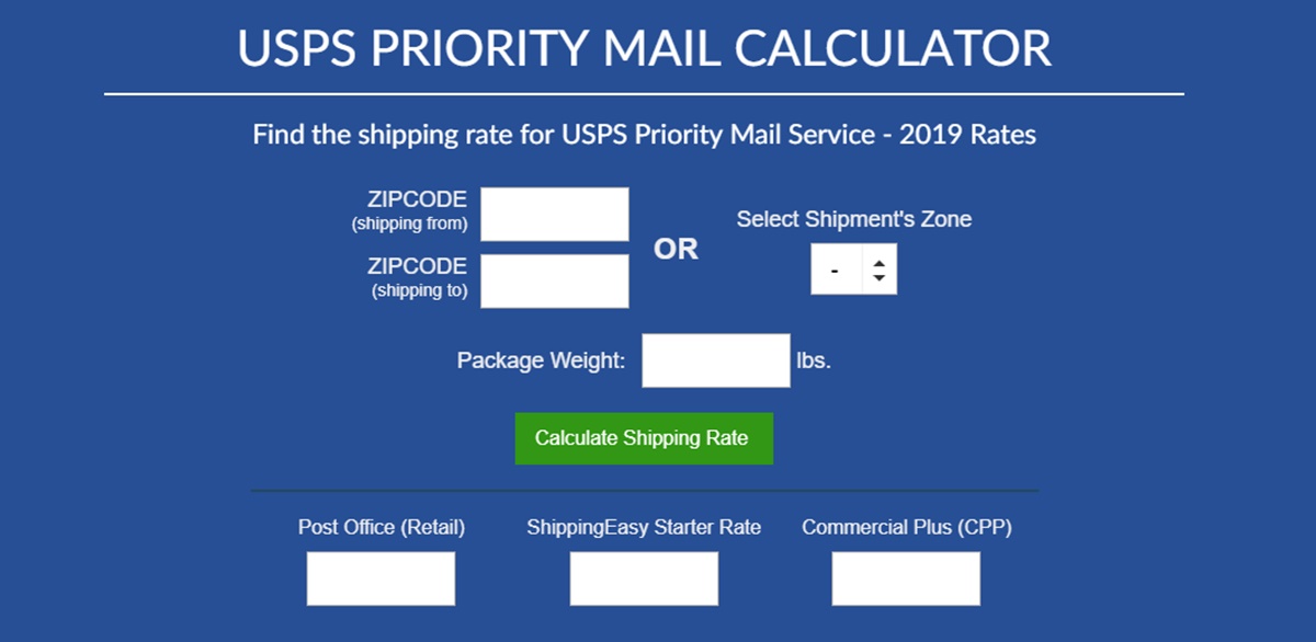 An example of calculating prices of USPS