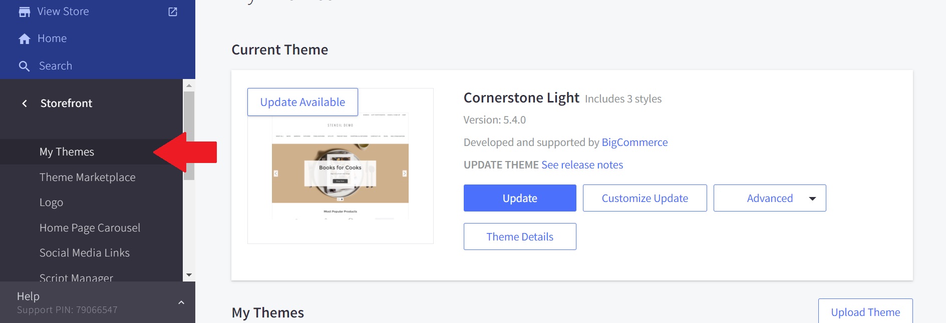 BigCommerce My Themes page