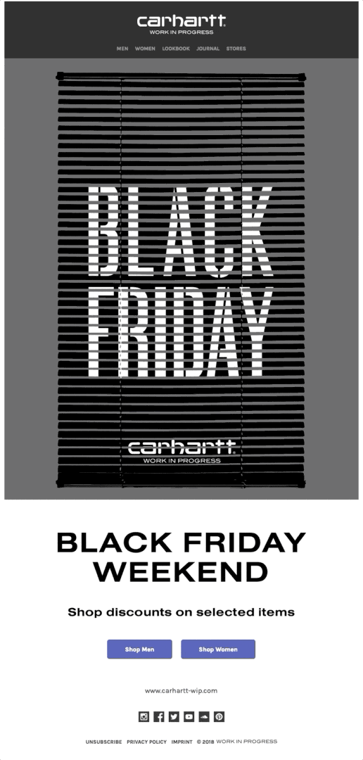 Carhartt’s Animated Black Friday Email