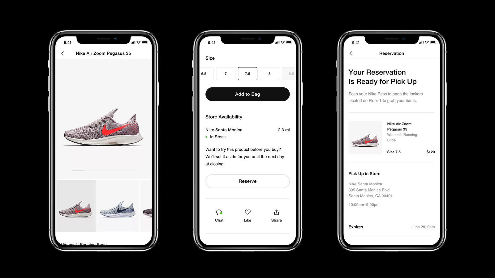 Nike App has a built-in intelligent reservation system based on previous purchases