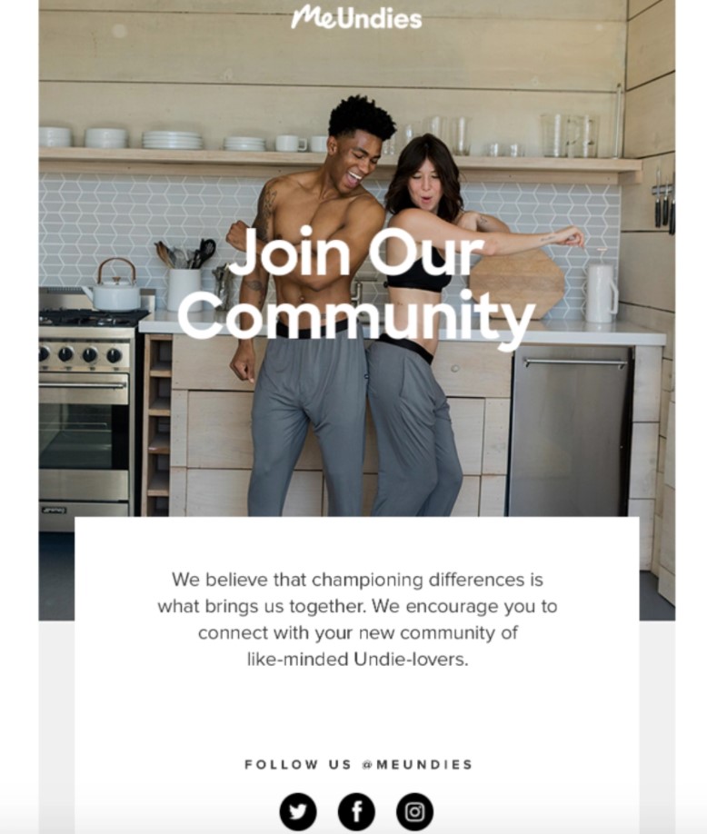MeUndies uses UGC (user-generated content) in its email