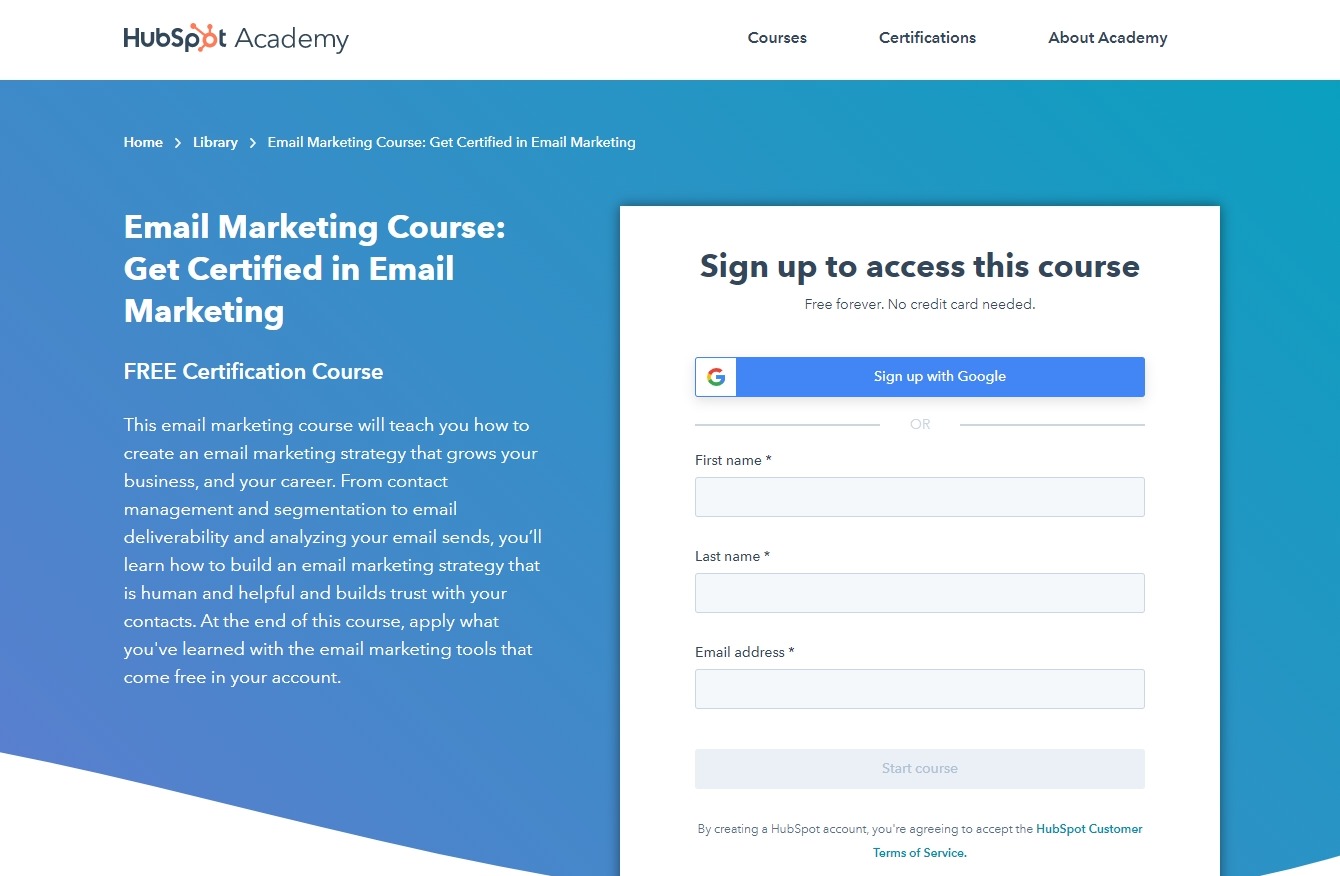 Email Marketing Course by Hubspot Academy