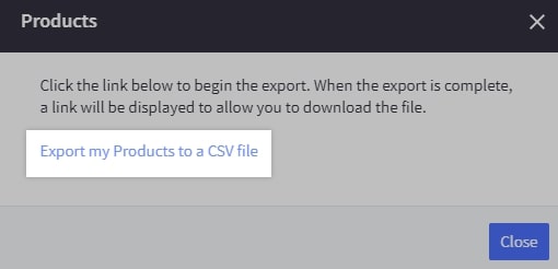 Choose Export my products to a CSV file.