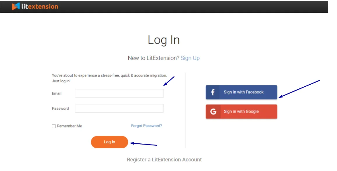 Sign up for one LitExtension account
