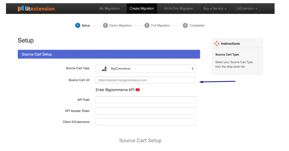 Fill in the required information, including Target Cart and Source Cart 1