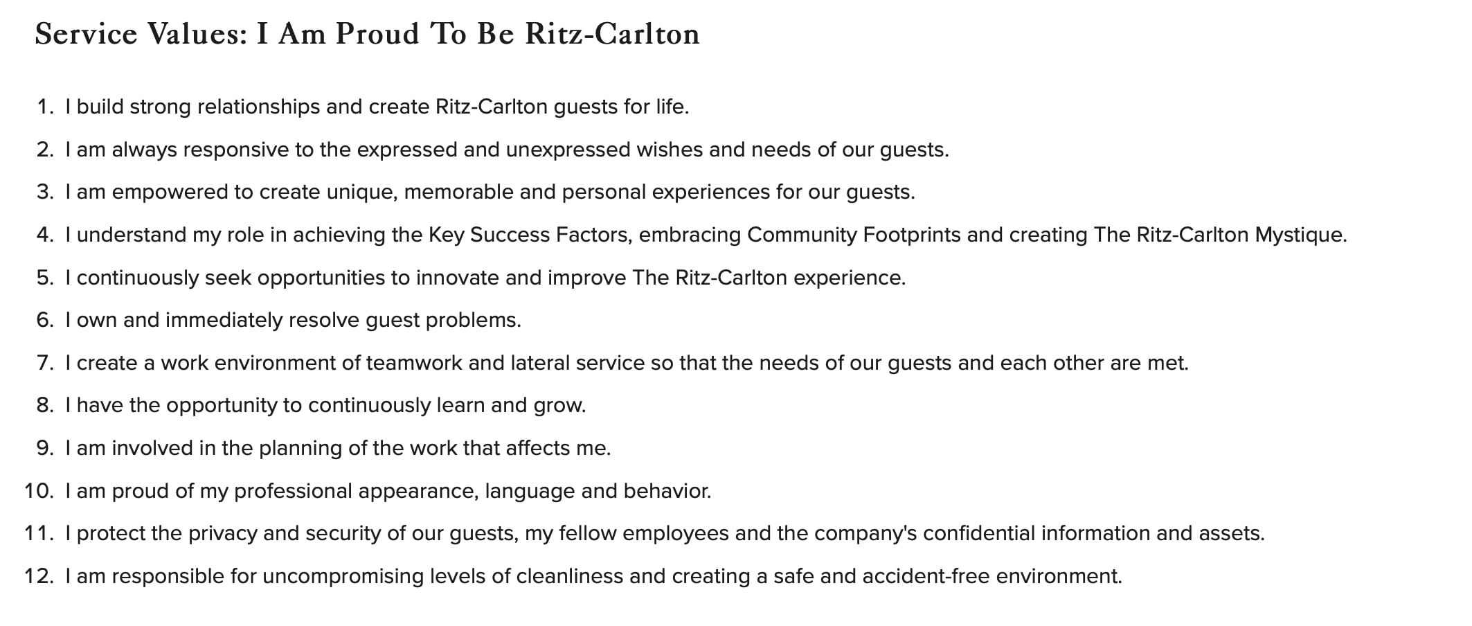The Gold Standards of Ritz-Carlton