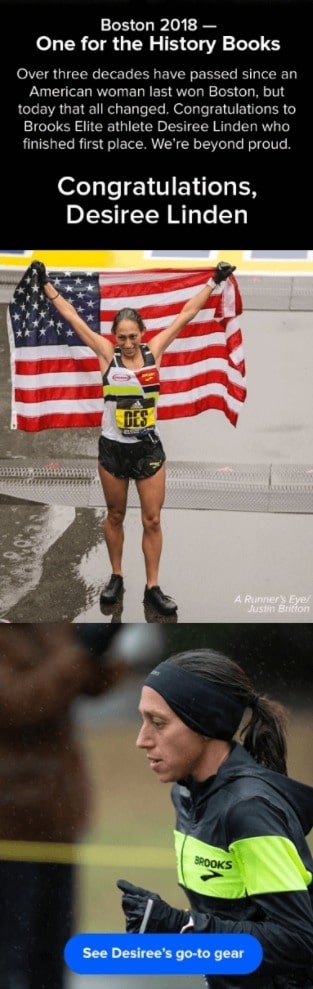 Brooks Sports' Desiree Linden email marketing campaign