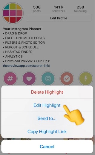 How to add a cover for your Instagram Highlights Source: Thepreviewapp