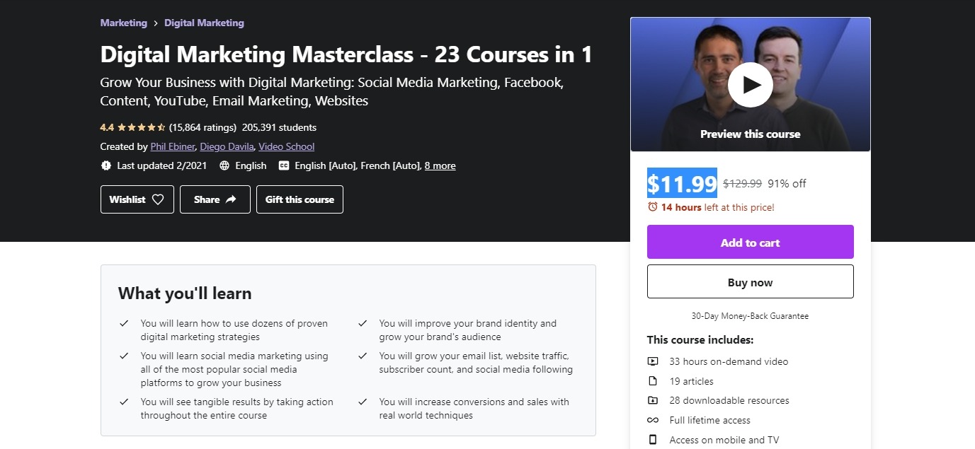 Digital Marketing Masterclass – 23 Courses in 1 from Udemy