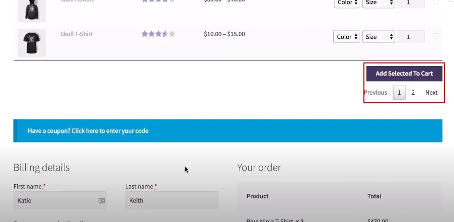 Install WooCommerce product table