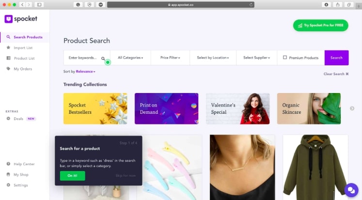 Spocket’s product search