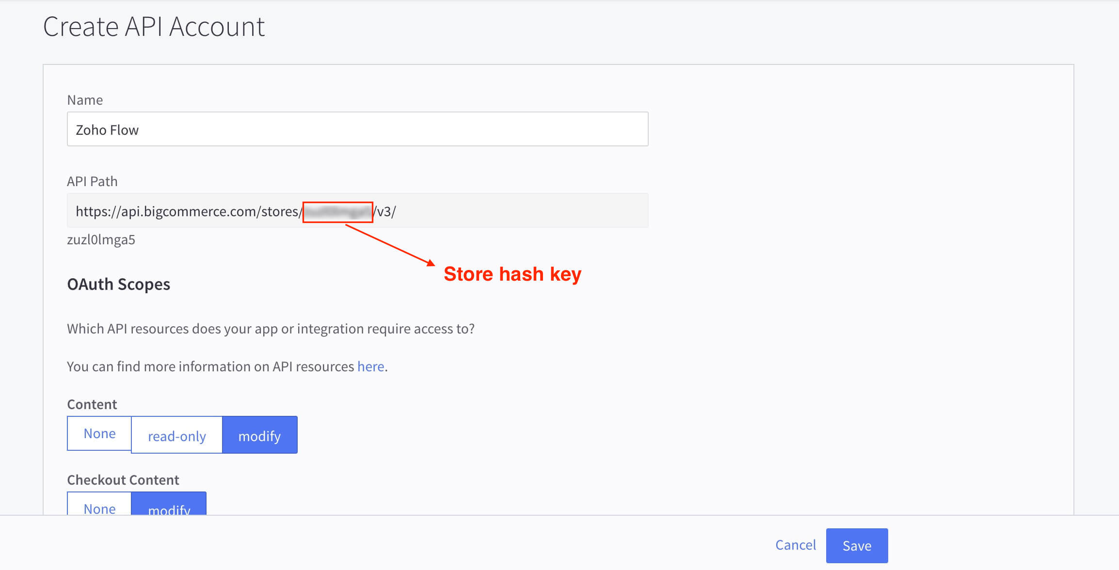 BigCommerce Store hash key