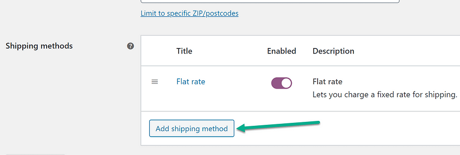Select the method of shippings