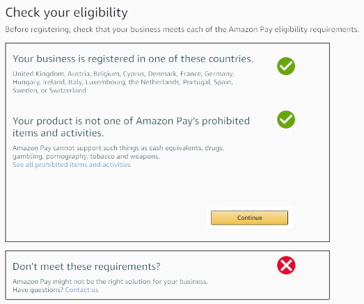 Remember to recheck your requirements for Amazon Pay integration.