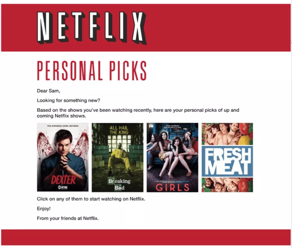 Netflix effectively uses AI in its email