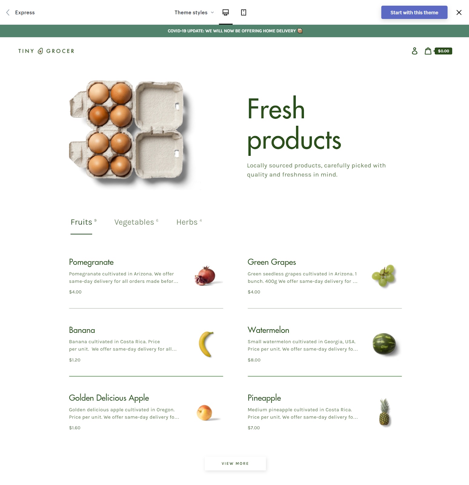 Pantry style of Shopify Express Theme