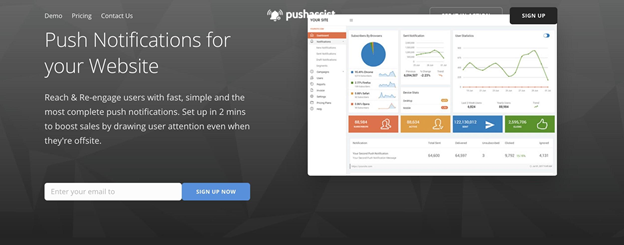 PushAssist homepage preview
