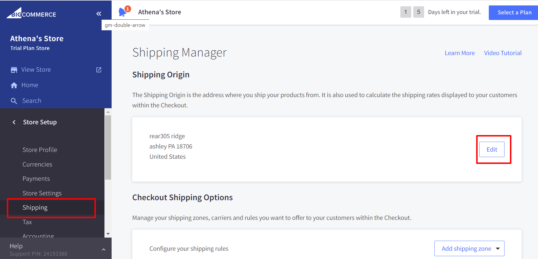 Go to Store Setup > Shipping