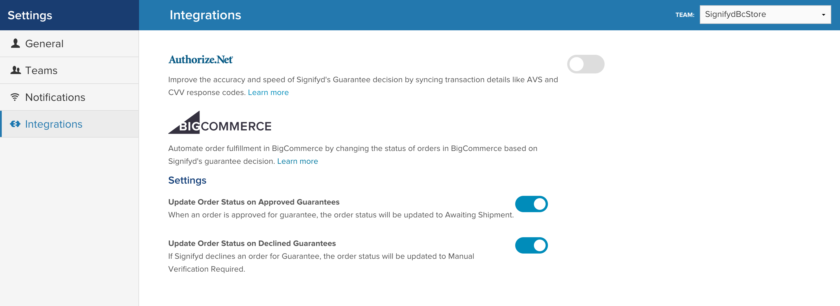 How to configure BigCommerce auto-fulfillment in the Signifyd app