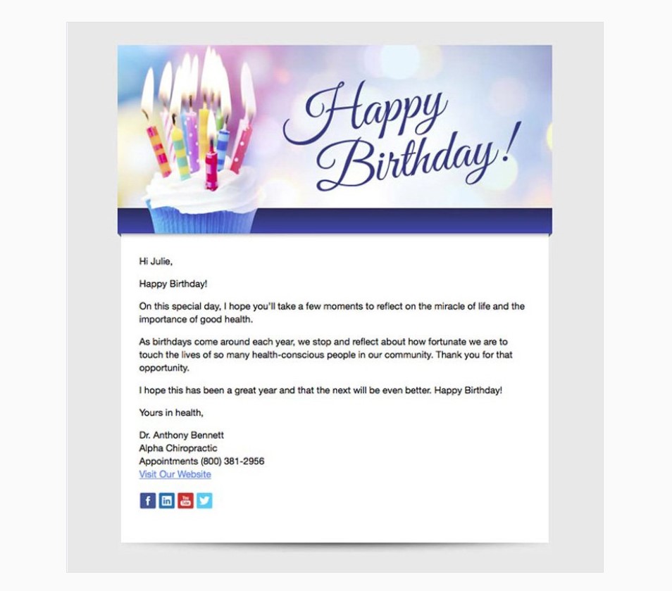 Send a happy birthday email