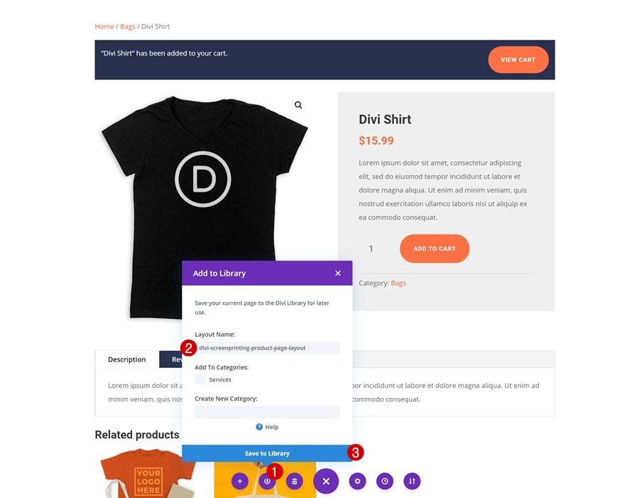 Save Product Page Layout to Divi Library