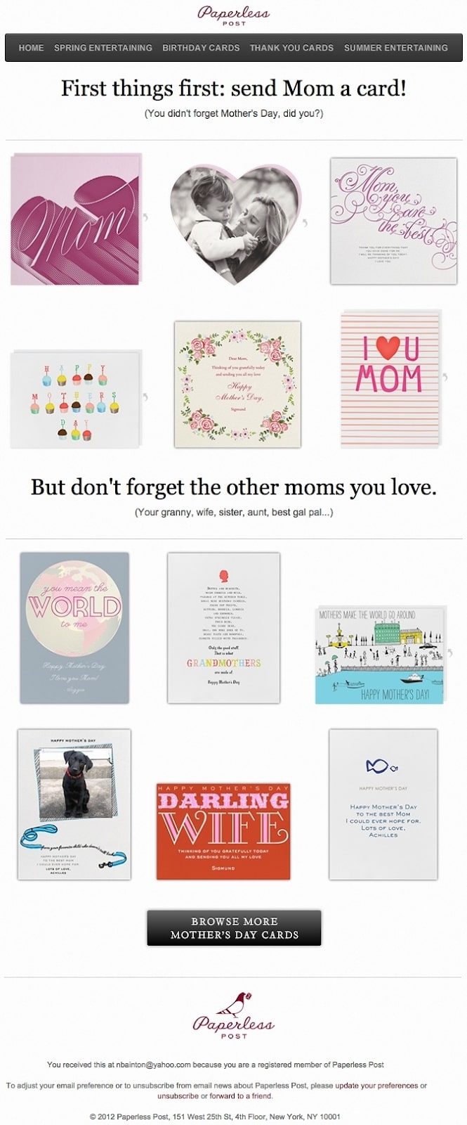 Paperless's Mother Day email marketing campaign